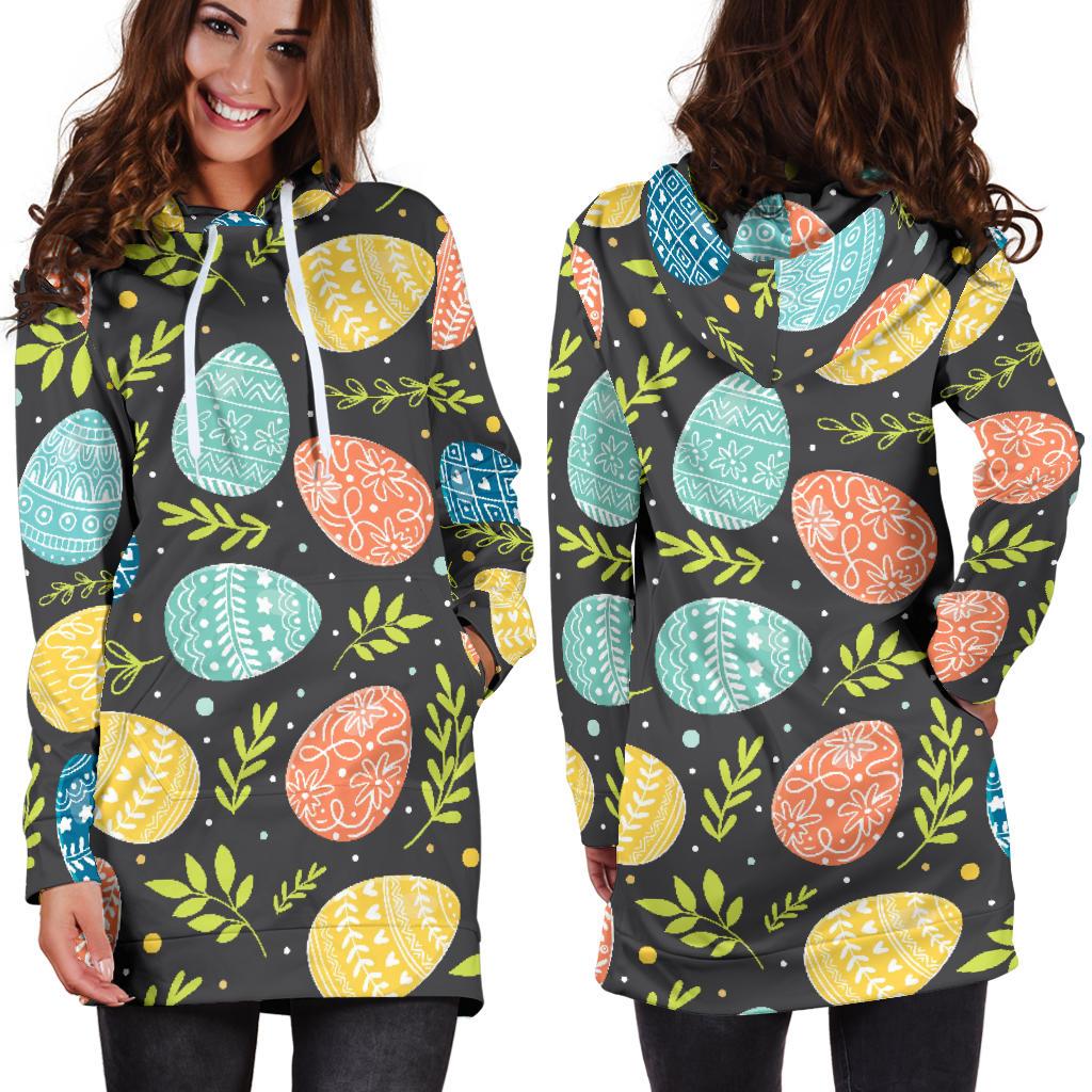 Easter Eggs Pattern Print Design RB01 Women Hoodie Dress