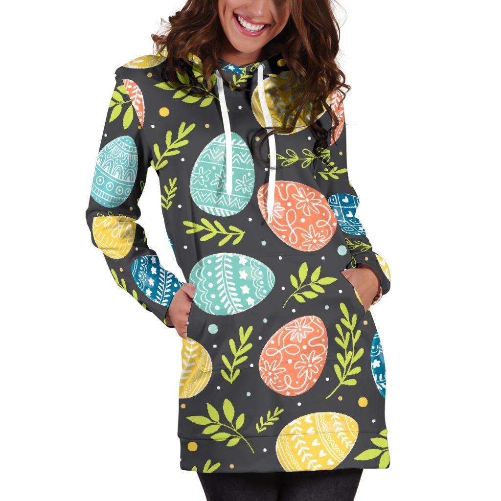 Easter Eggs Pattern Print Design RB01 Women Hoodie Dress