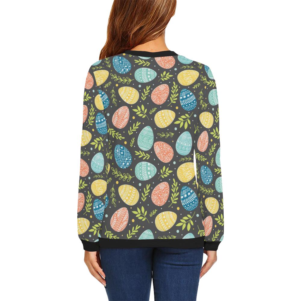 Easter Eggs Pattern Print Design RB01 Women Long Sleeve Sweatshirt-JorJune