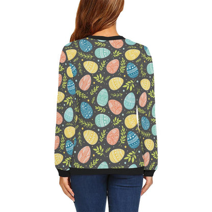 Easter Eggs Pattern Print Design RB01 Women Long Sleeve Sweatshirt-JorJune