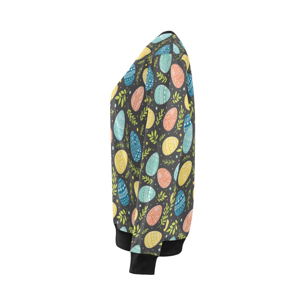 Easter Eggs Pattern Print Design RB01 Women Long Sleeve Sweatshirt-JorJune