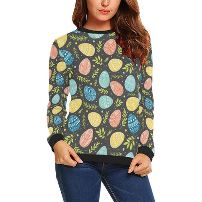 Easter Eggs Pattern Print Design RB01 Women Long Sleeve Sweatshirt-JorJune