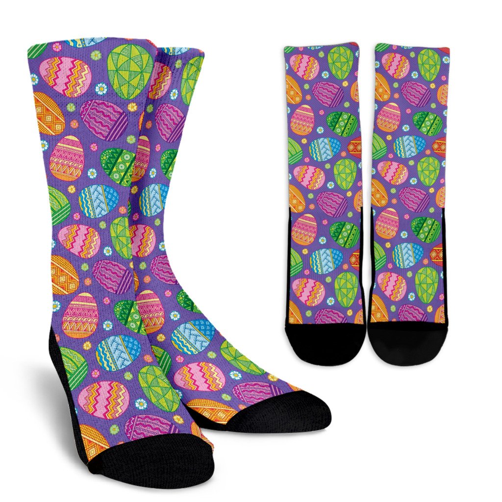 Easter Eggs Pattern Print Design RB010 Crew Socks-JORJUNE.COM