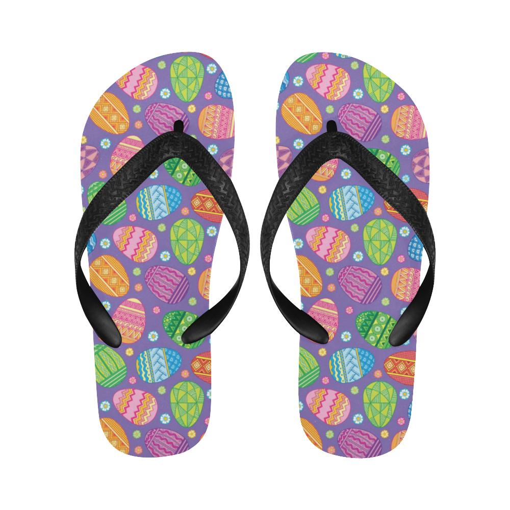 Easter Eggs Pattern Print Design RB010 Flip Flops-JorJune