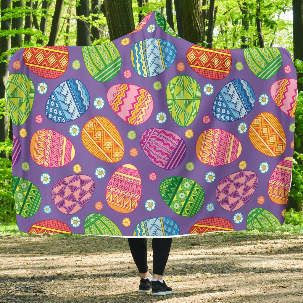 Easter Eggs Pattern Print Design RB010 Hooded Blanket-JORJUNE.COM