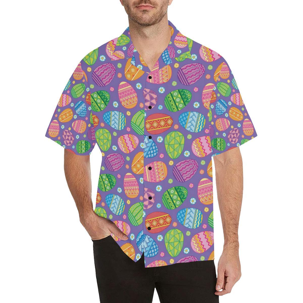 Easter Eggs Pattern Print Design RB010 Men Hawaiian Shirt-JorJune