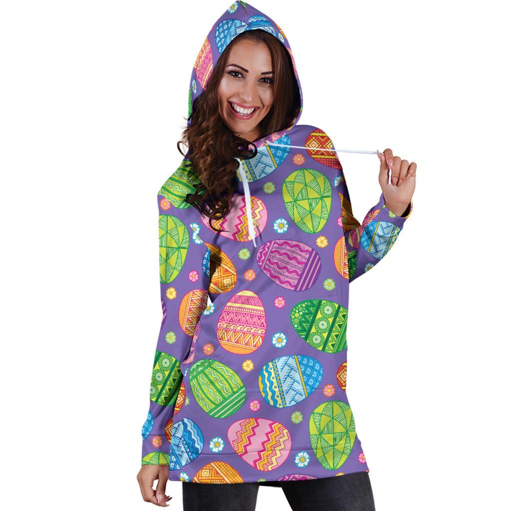 Easter Eggs Pattern Print Design RB010 Women Hoodie Dress