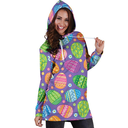 Easter Eggs Pattern Print Design RB010 Women Hoodie Dress