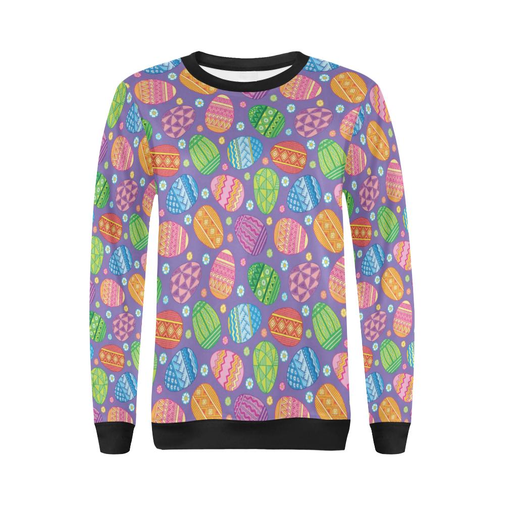 Easter Eggs Pattern Print Design RB010 Women Long Sleeve Sweatshirt-JorJune