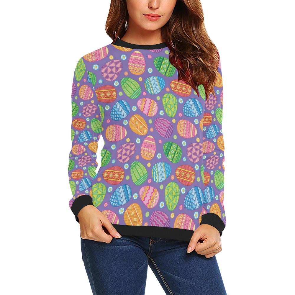 Easter Eggs Pattern Print Design RB010 Women Long Sleeve Sweatshirt-JorJune