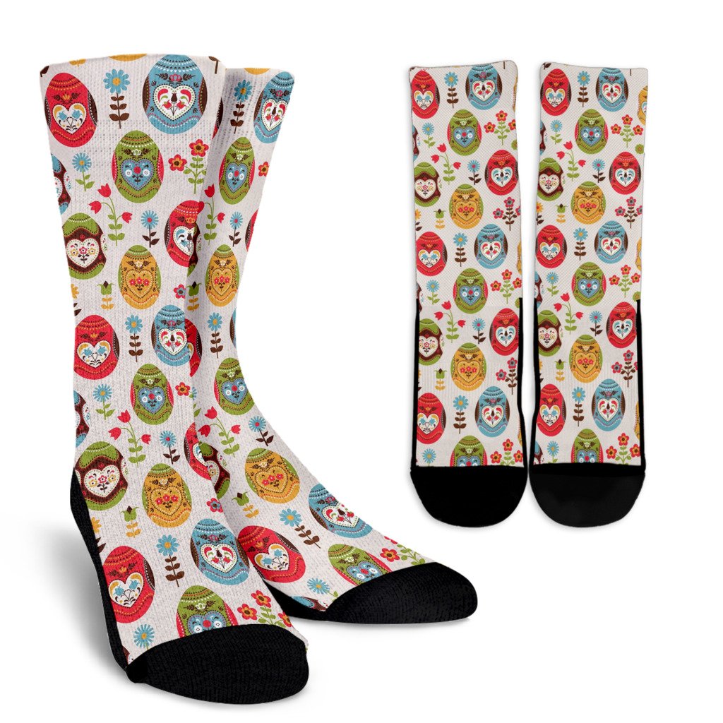 Easter Eggs Pattern Print Design RB011 Crew Socks-JORJUNE.COM