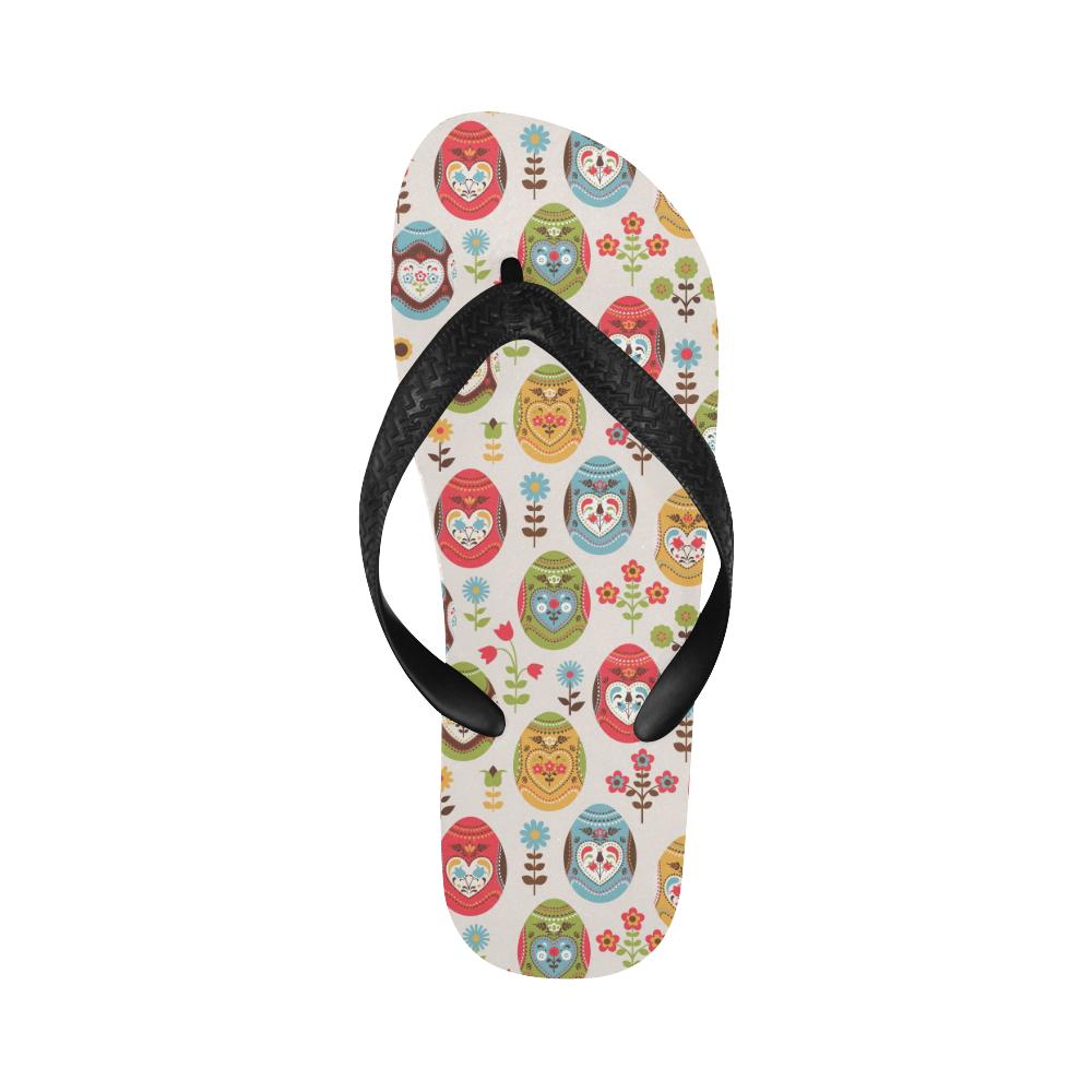 Easter Eggs Pattern Print Design RB011 Flip Flops-JorJune