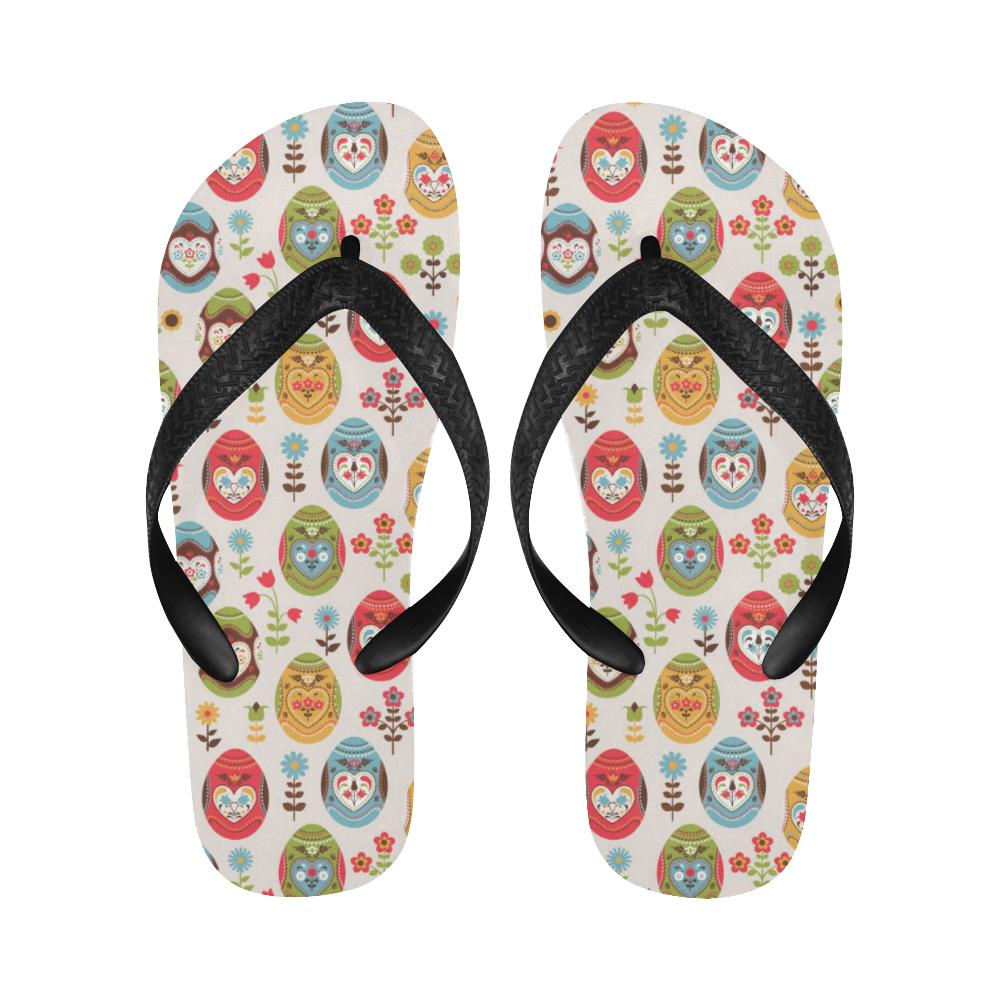 Easter Eggs Pattern Print Design RB011 Flip Flops-JorJune