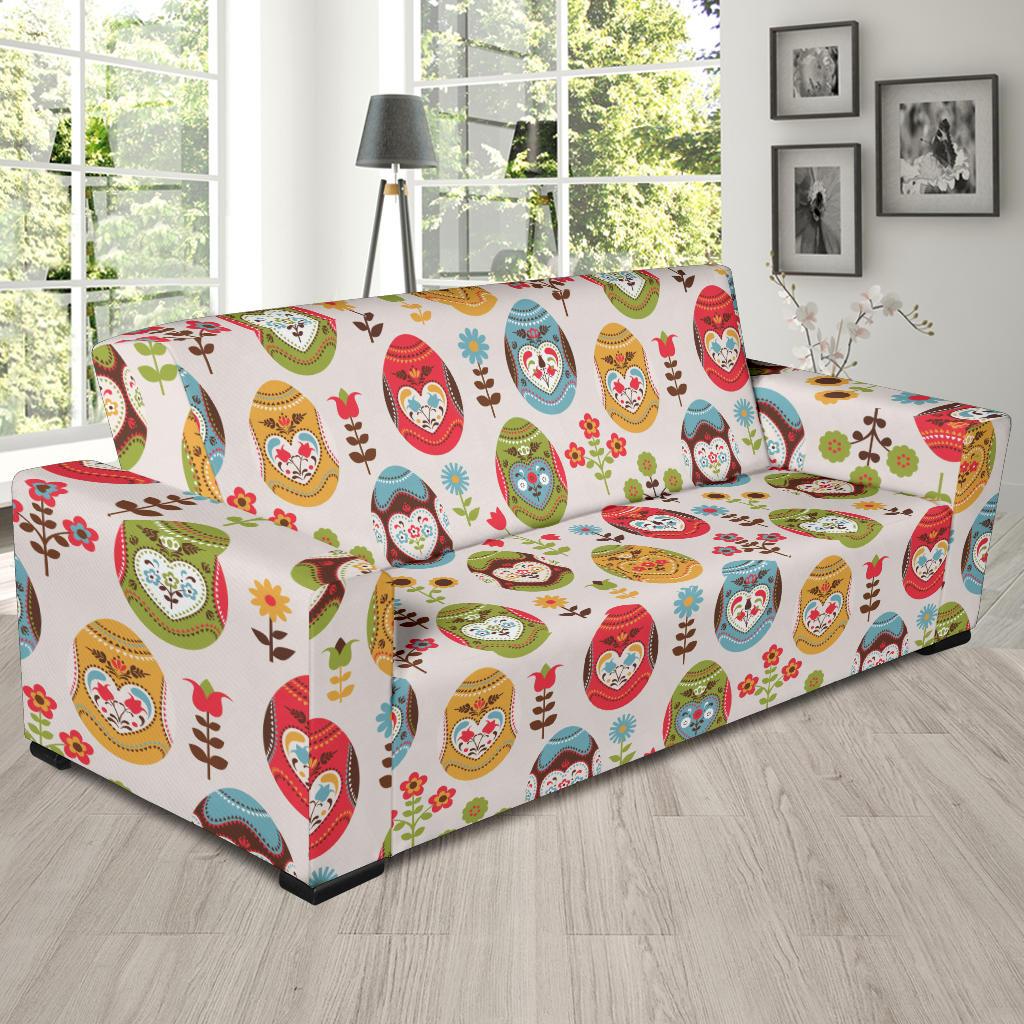 Easter Eggs Pattern Print Design RB011 Sofa Slipcover-JORJUNE.COM