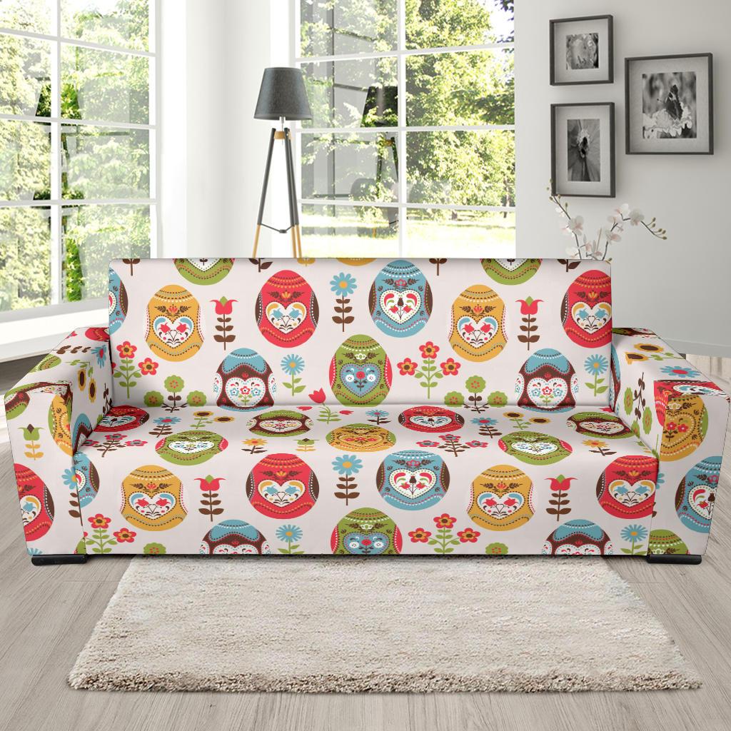 Easter Eggs Pattern Print Design RB011 Sofa Slipcover-JORJUNE.COM