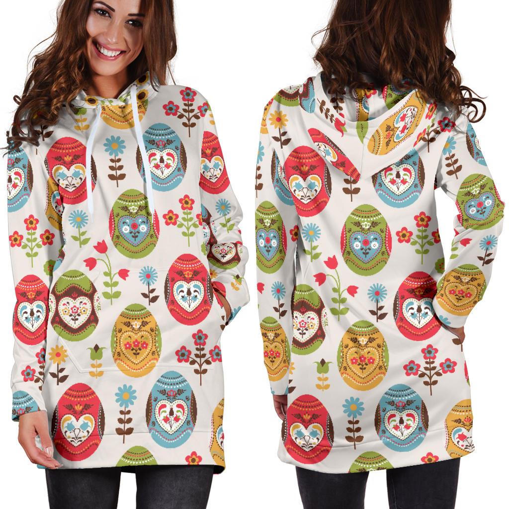 Easter Eggs Pattern Print Design RB011 Women Hoodie Dress