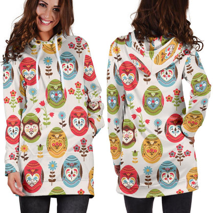 Easter Eggs Pattern Print Design RB011 Women Hoodie Dress