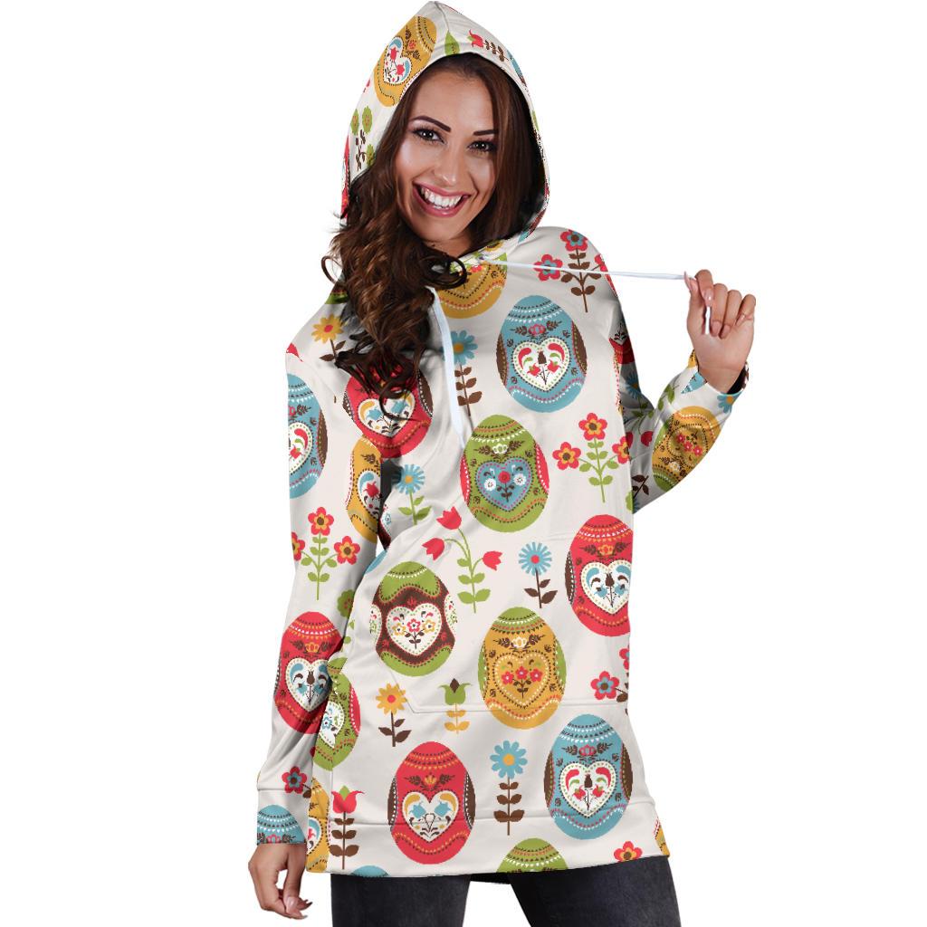 Easter Eggs Pattern Print Design RB011 Women Hoodie Dress