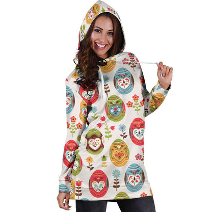 Easter Eggs Pattern Print Design RB011 Women Hoodie Dress