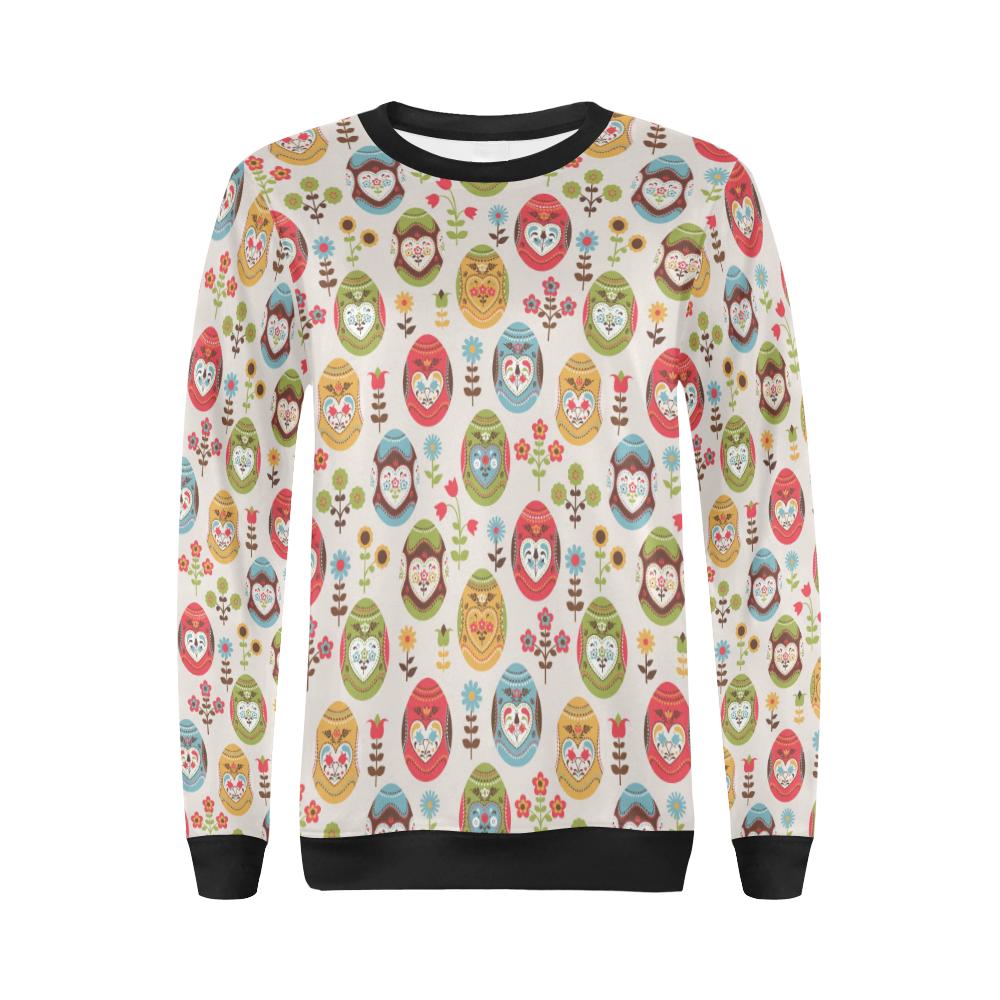 Easter Eggs Pattern Print Design RB011 Women Long Sleeve Sweatshirt-JorJune