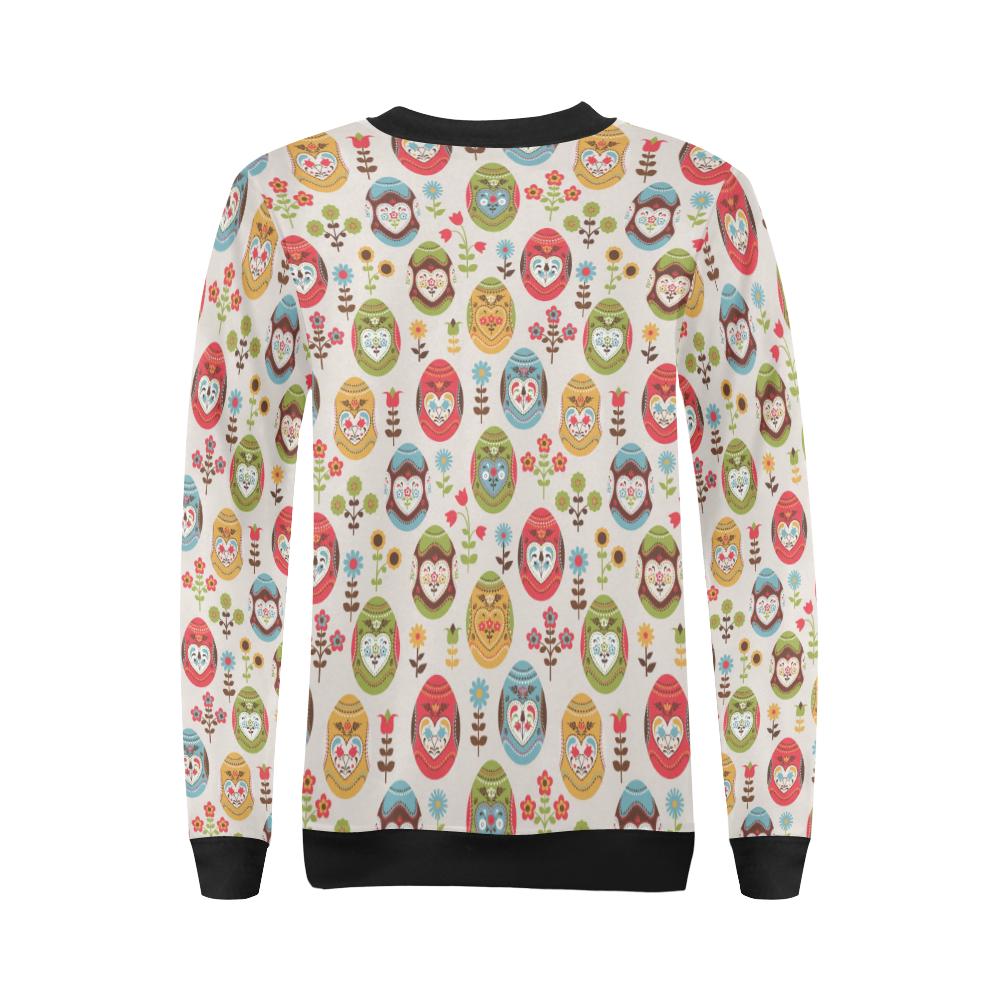 Easter Eggs Pattern Print Design RB011 Women Long Sleeve Sweatshirt-JorJune