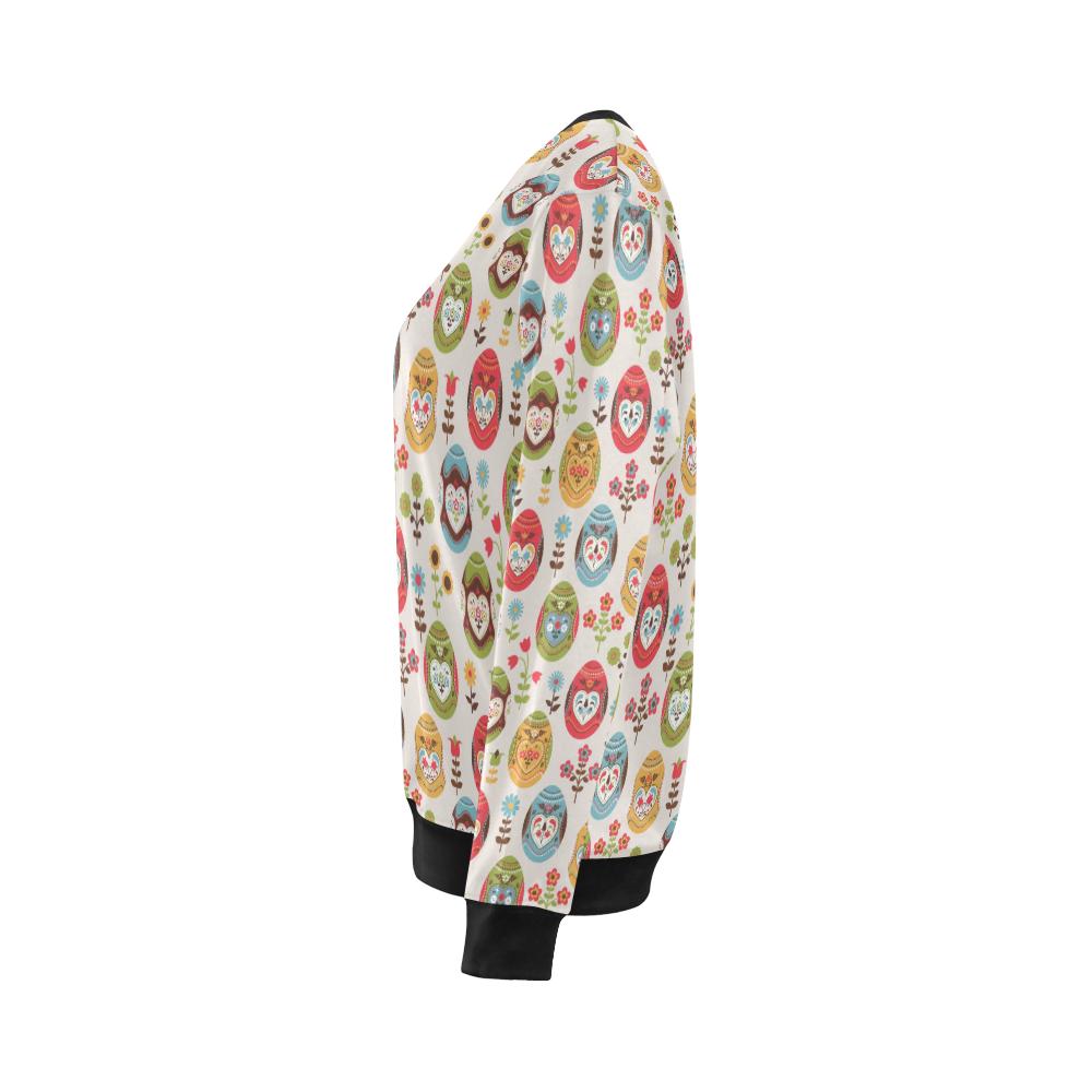 Easter Eggs Pattern Print Design RB011 Women Long Sleeve Sweatshirt-JorJune