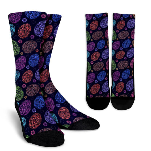 Easter Eggs Pattern Print Design RB012 Crew Socks-JORJUNE.COM