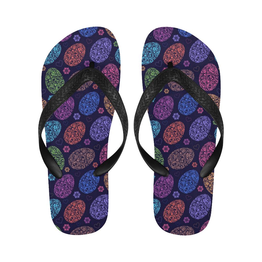 Easter Eggs Pattern Print Design RB012 Flip Flops-JorJune