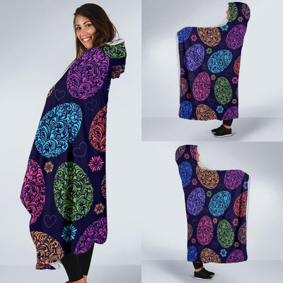 Easter Eggs Pattern Print Design RB012 Hooded Blanket-JORJUNE.COM