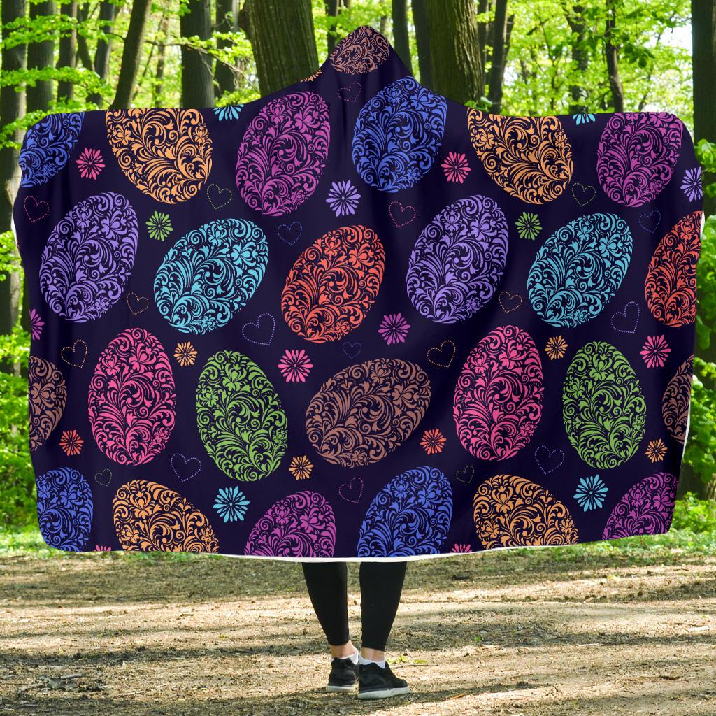 Easter Eggs Pattern Print Design RB012 Hooded Blanket-JORJUNE.COM