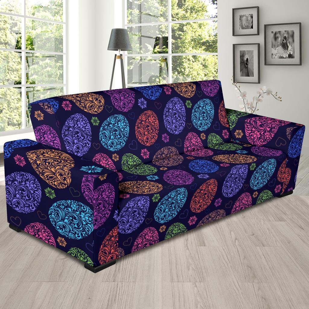 Easter Eggs Pattern Print Design RB012 Sofa Slipcover-JORJUNE.COM
