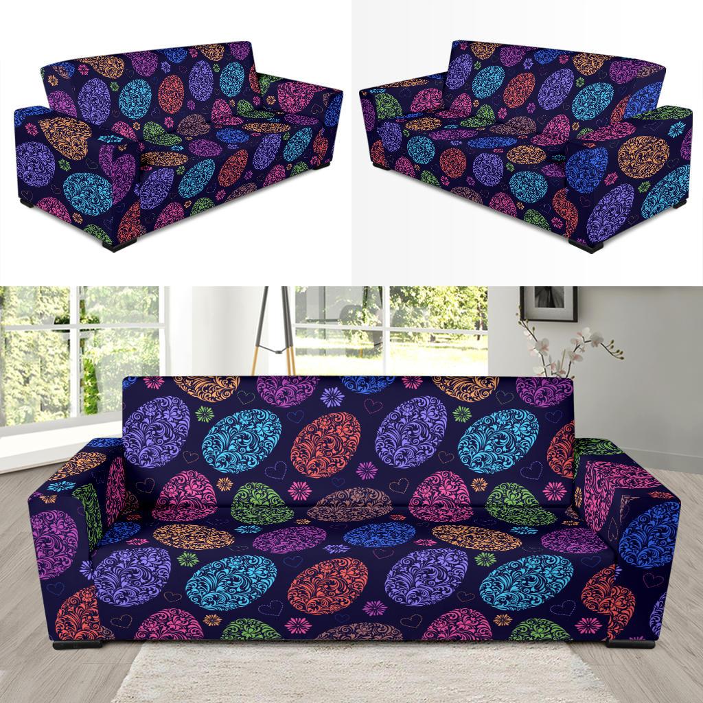 Easter Eggs Pattern Print Design RB012 Sofa Slipcover-JORJUNE.COM
