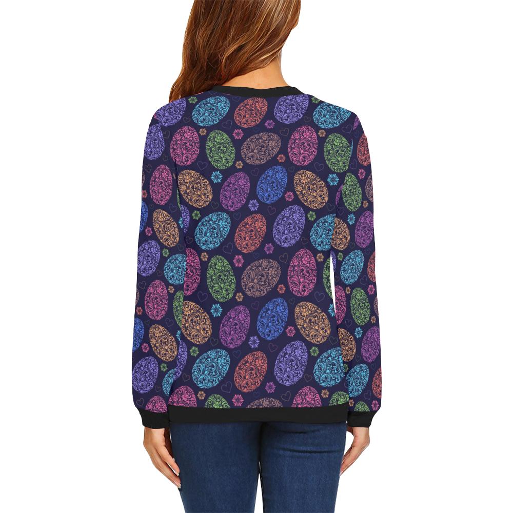 Easter Eggs Pattern Print Design RB012 Women Long Sleeve Sweatshirt-JorJune