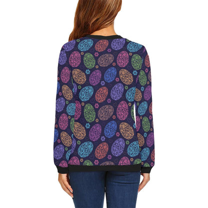 Easter Eggs Pattern Print Design RB012 Women Long Sleeve Sweatshirt-JorJune