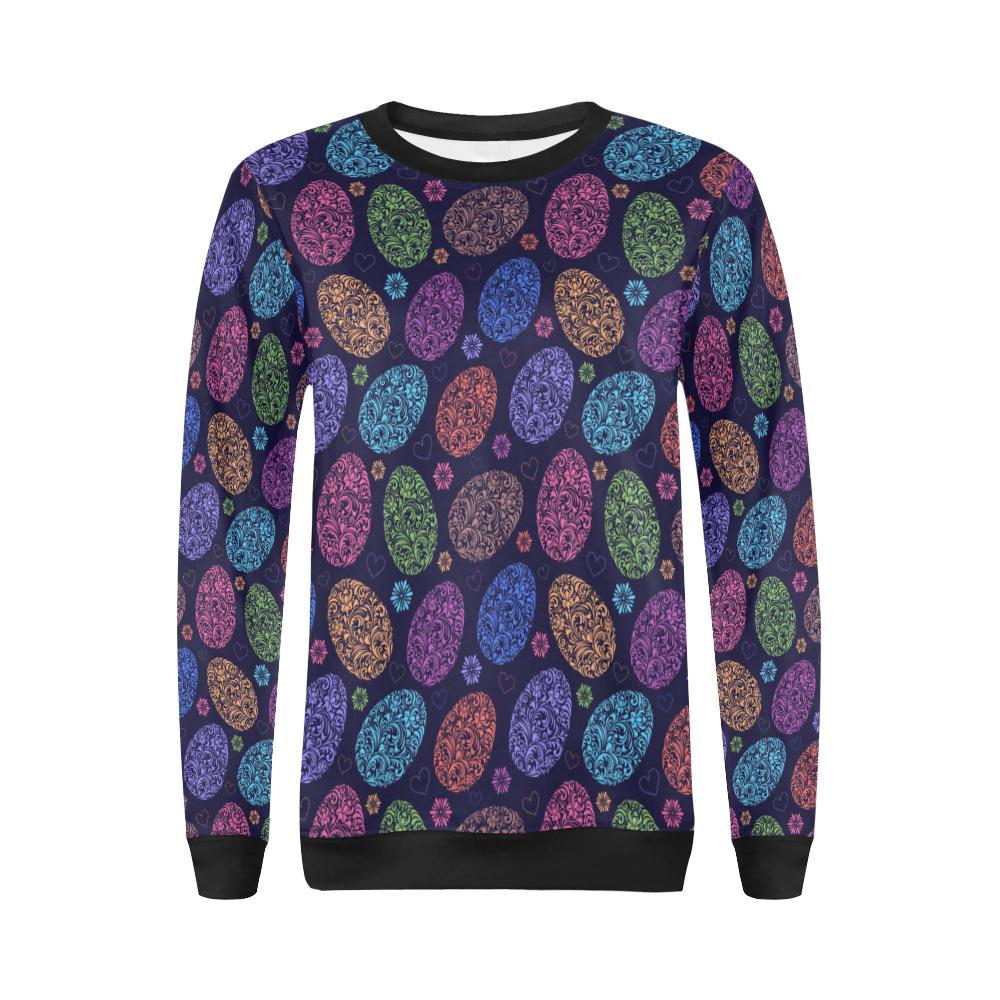 Easter Eggs Pattern Print Design RB012 Women Long Sleeve Sweatshirt-JorJune