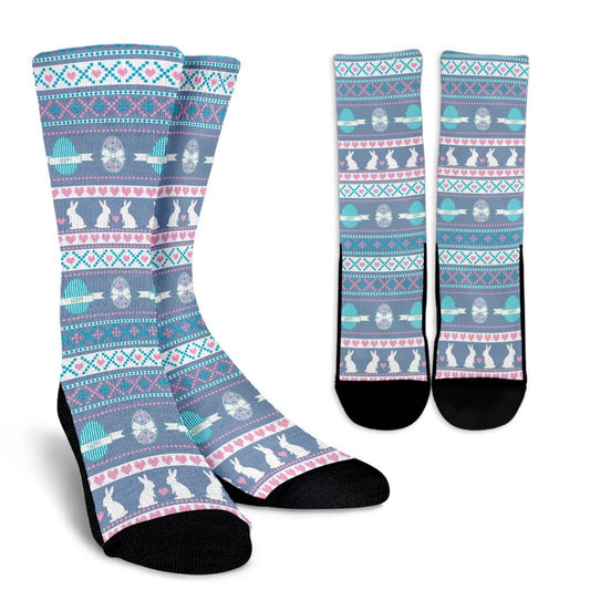Easter Eggs Pattern Print Design RB013 Crew Socks-JORJUNE.COM