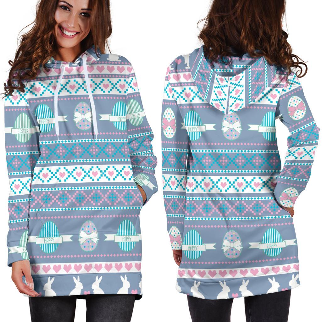 Easter Eggs Pattern Print Design RB013 Women Hoodie Dress