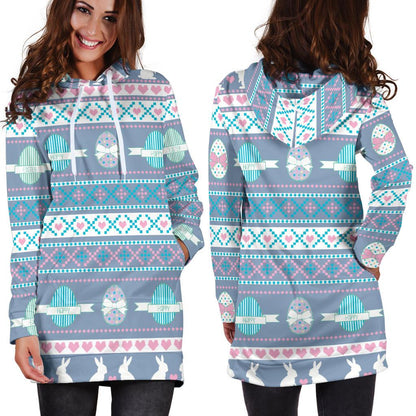 Easter Eggs Pattern Print Design RB013 Women Hoodie Dress