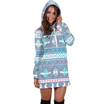 Easter Eggs Pattern Print Design RB013 Women Hoodie Dress