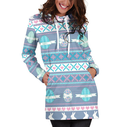 Easter Eggs Pattern Print Design RB013 Women Hoodie Dress
