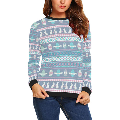 Easter Eggs Pattern Print Design RB013 Women Long Sleeve Sweatshirt-JorJune