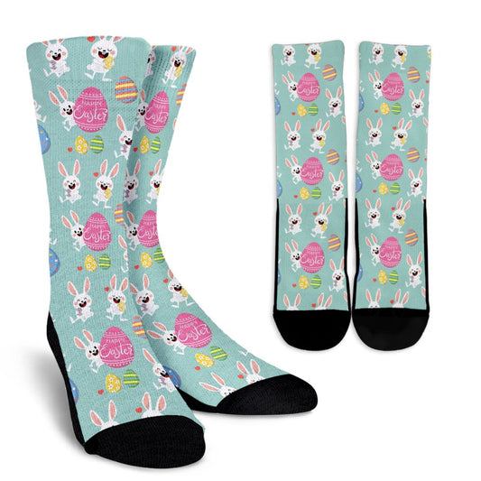 Easter Eggs Pattern Print Design RB014 Crew Socks-JORJUNE.COM
