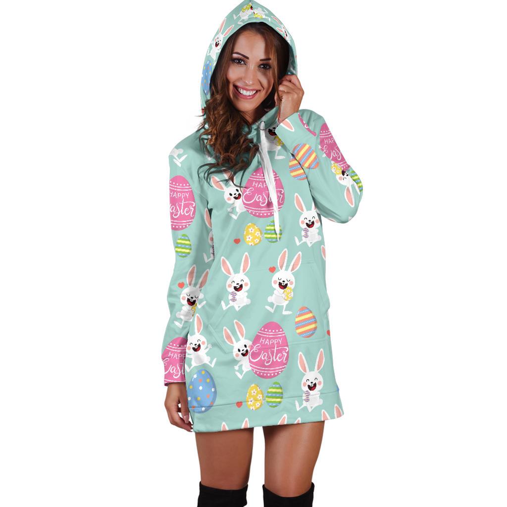 Easter Eggs Pattern Print Design RB014 Women Hoodie Dress