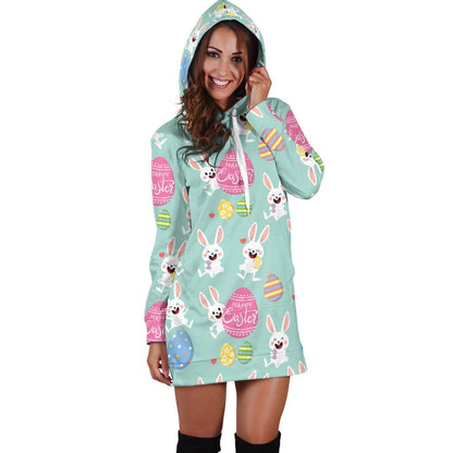 Easter Eggs Pattern Print Design RB014 Women Hoodie Dress