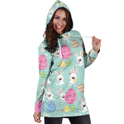 Easter Eggs Pattern Print Design RB014 Women Hoodie Dress