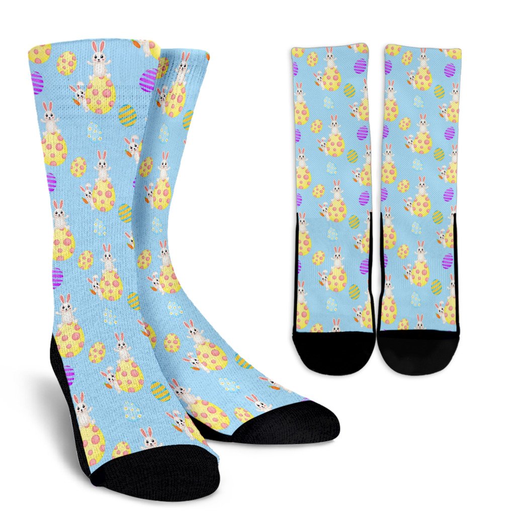 Easter Eggs Pattern Print Design RB015 Crew Socks-JORJUNE.COM