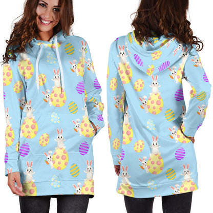 Easter Eggs Pattern Print Design RB015 Women Hoodie Dress