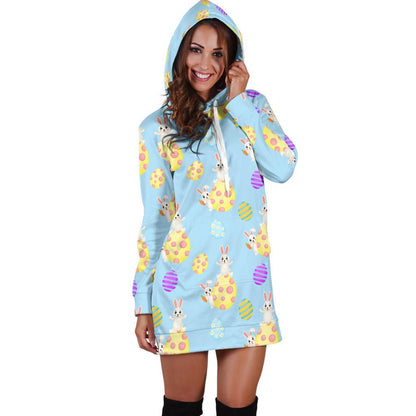 Easter Eggs Pattern Print Design RB015 Women Hoodie Dress