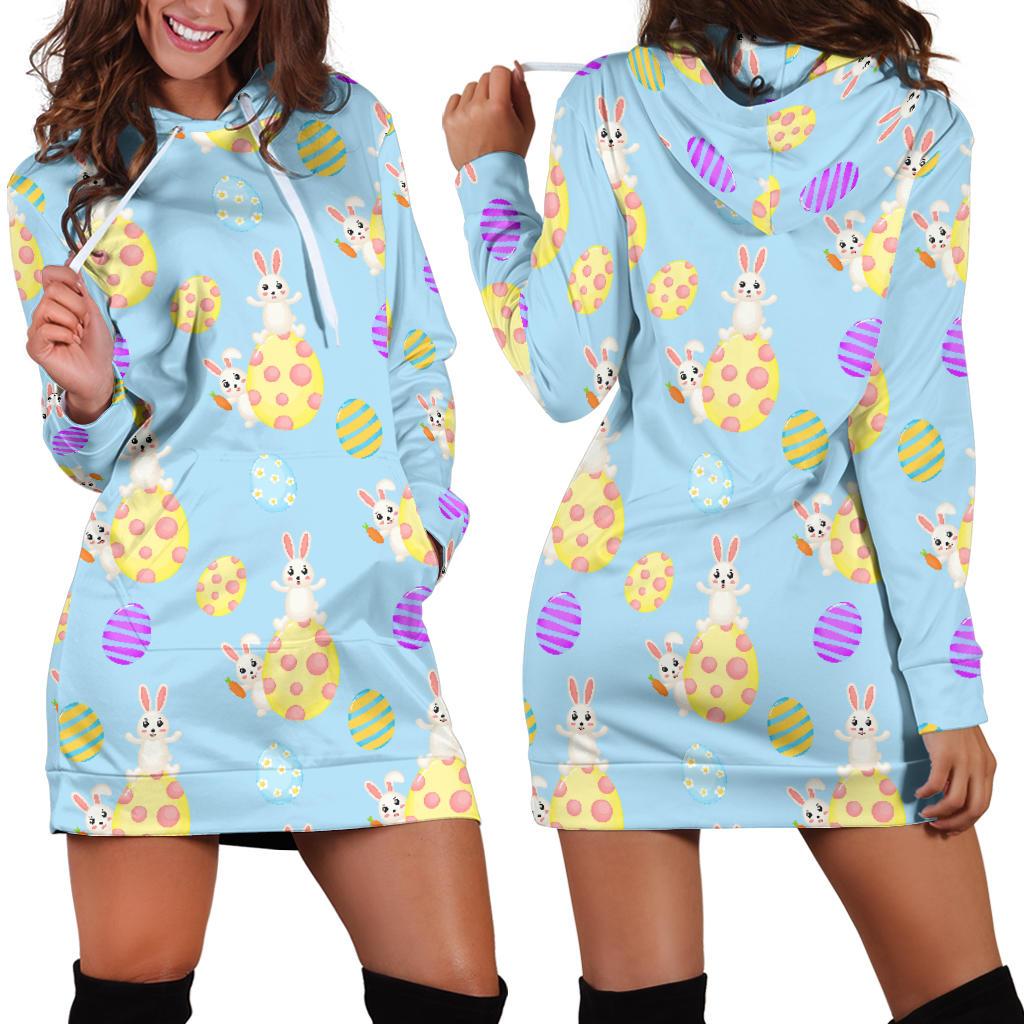 Easter Eggs Pattern Print Design RB015 Women Hoodie Dress