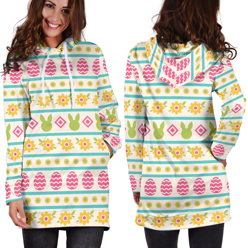 Easter Eggs Pattern Print Design RB016 Women Hoodie Dress